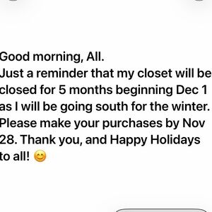 CLOSET CLOSING SOON FOR WINTER